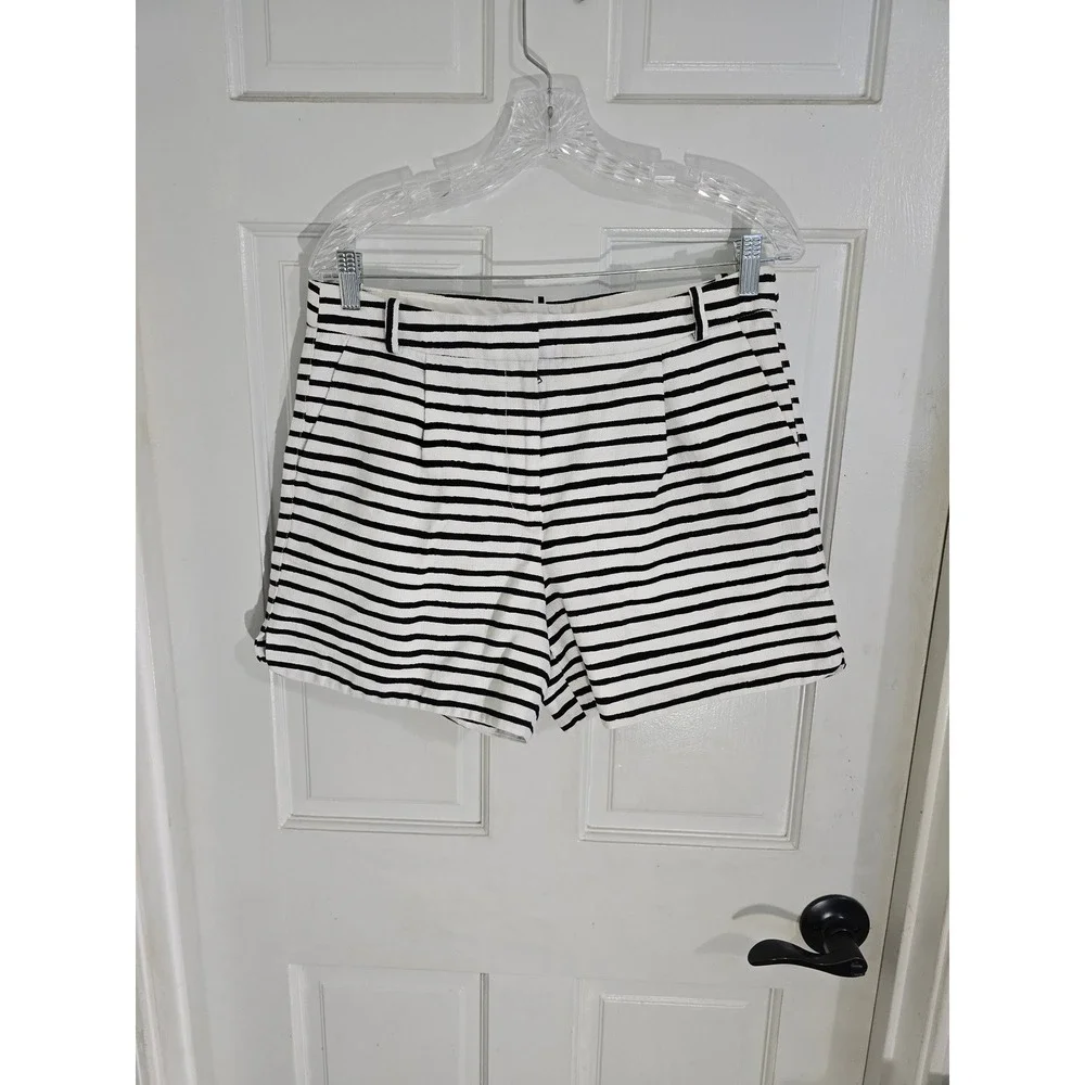 J.Crew Womens Striped‎ Textured Cotton Shorts Navy White Size 10 C4892
